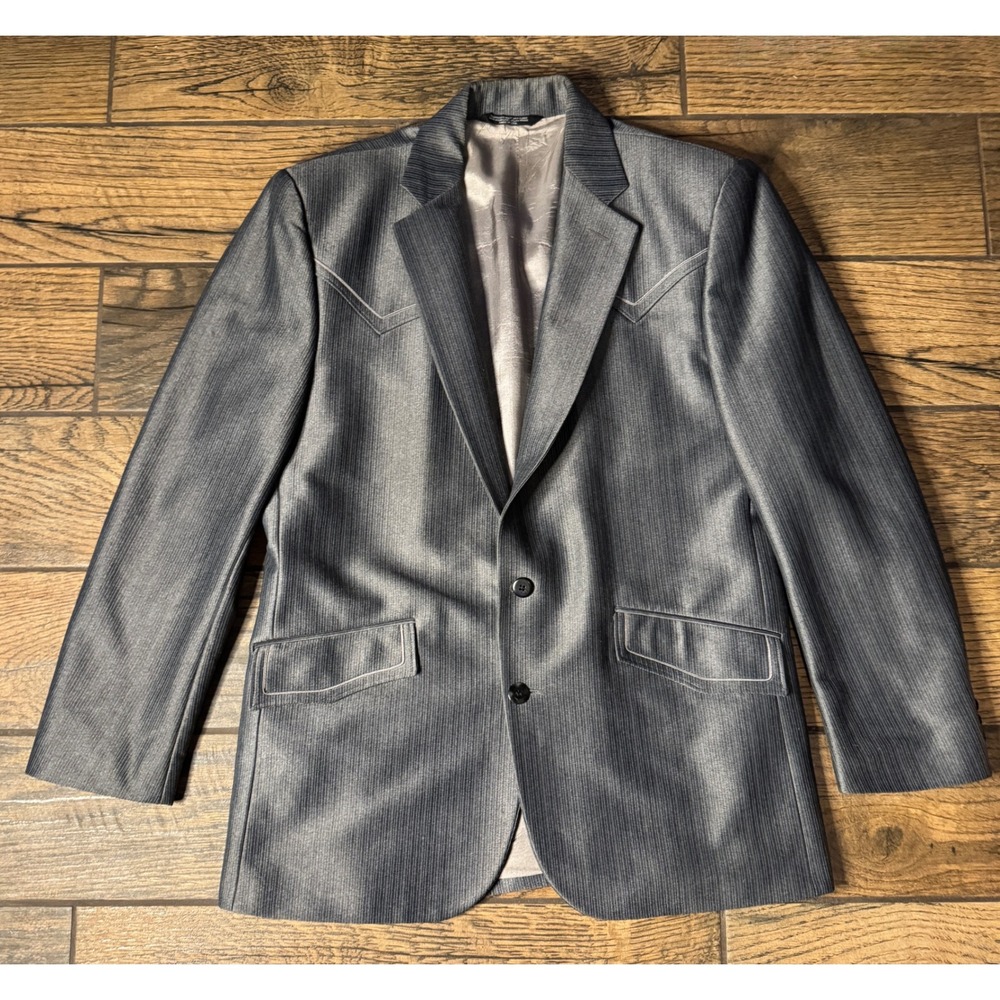 Silverado Mens‎ Grey Western Blazer Vintage Suit Coat Size XL Made in USA 44R